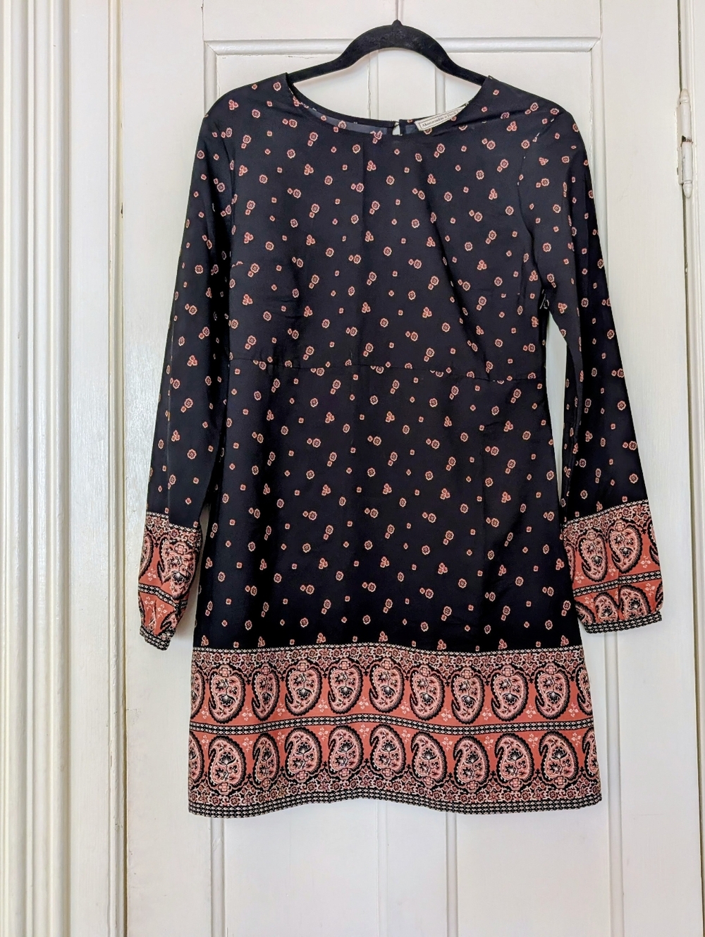 Abercrombie & Fitch Small Black & Red Paisley Mini Shift Dress Cottagecore NWT